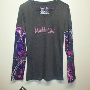 Muddy Girl Camo Grey Logo Long Sleeve